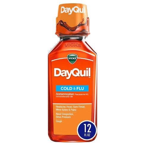 Vicks Dayquil Cold & Flu Medicine Liquid - 12 Fl Oz