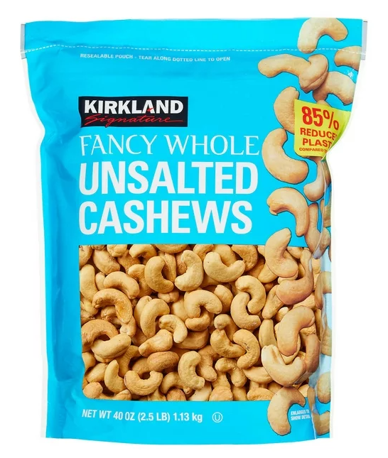KIRKLAND FANCY WHOLE UNSALTED CHSHEWS 40OZ