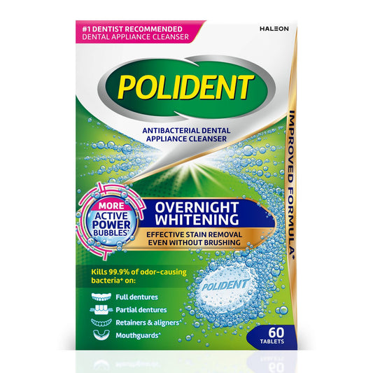 Polident Overnight Whitening Denture Cleanser, 60 CT
