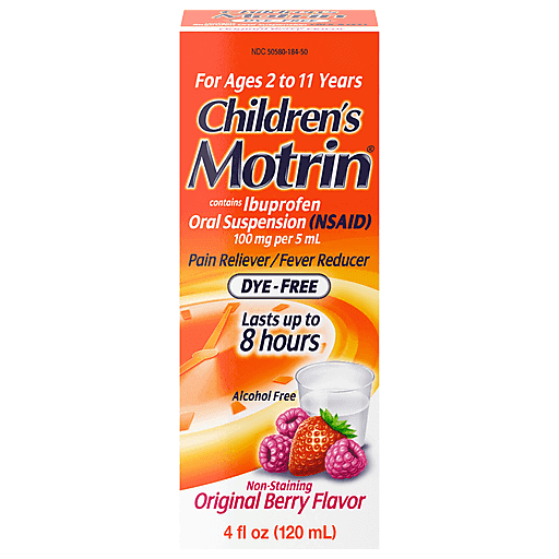MOTRIN CHILDREN'S PAIN RELIEVER LIQUID DYE-FREE BERRY 4 OZ