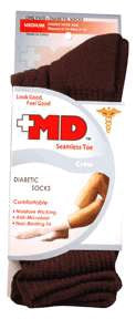 DIABETIC SOCKS CREW SEAMLSS TOE BLACK MED