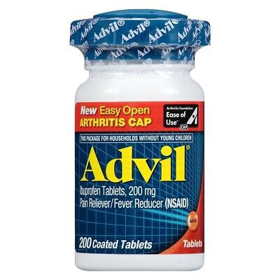 Advil Ibuprofen 200 mg Pain Reliever Fever Reducer 200 Coated Tablets