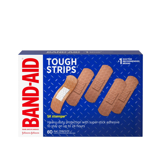 Band-Aid Brand Adhesive Bandages, Tough Strips, 60 Count
