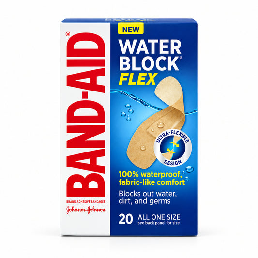 BAND-AID 邦迪防水创可贴 20片 | Water Block Flex柔韧舒适 | Waterproof Adhesive Bandages 20 Count