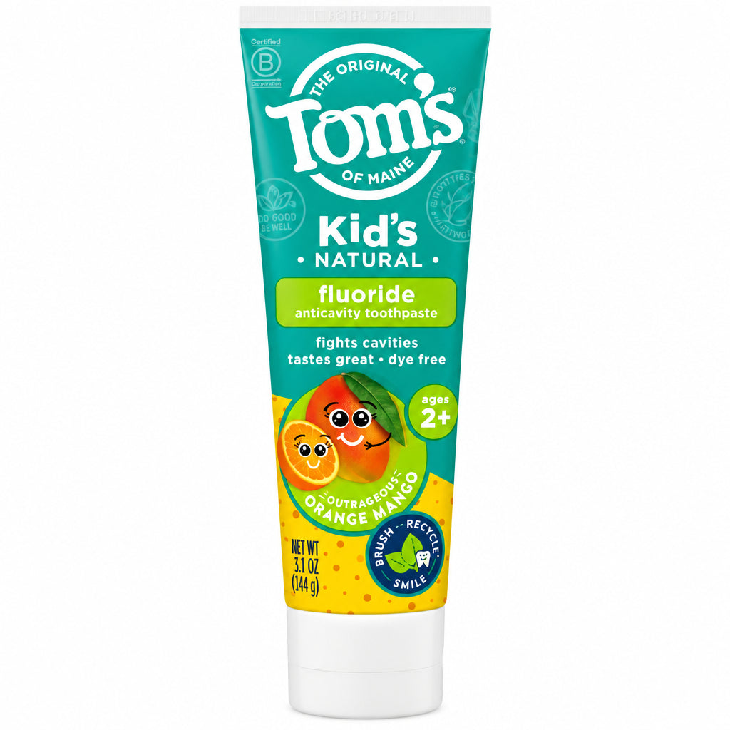 Tom’s of Maine 儿童含氟防蛀牙膏 5.1 oz | 橙子芒果口味·2岁+ | Kids Orange Mango Fluoride Toothpaste