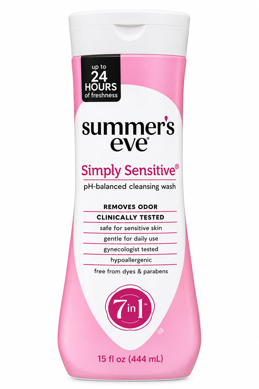 Summer’s Eve Simply Sensitive 女性私处清洁液 444 mL | pH平衡·敏感肌适用 | Cleansing Wash 15 fl oz