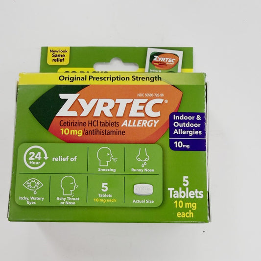 Zyrtec Allergy Relief Cetirizine HCl 10mg 5Tablet