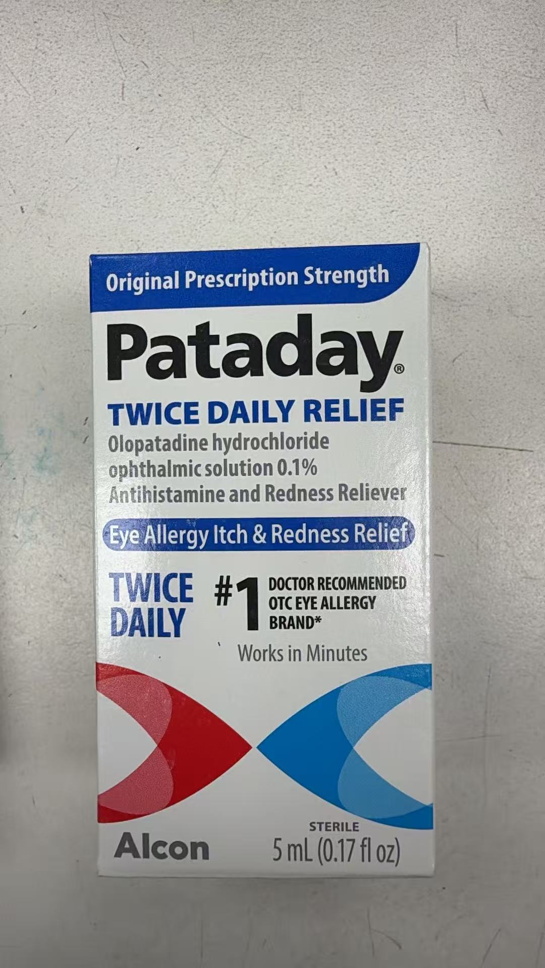 Pataday 眼部过敏滴眼液 5mL | 盐酸奥洛他定0.1% 抗组胺 | Twice Daily Relief Eye Drops 0.17oz