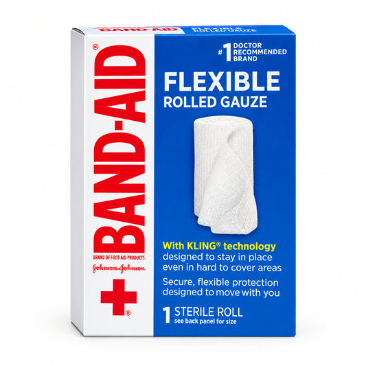 BAND-AID 邦迪无菌柔韧纱布卷 1卷 | KLING技术贴合固定 | Flexible Rolled Gauze 1 Sterile Roll