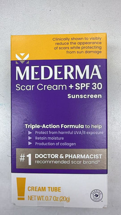 Mederma 医生推荐祛疤霜+防晒SPF30 0.7oz（20g）| 三效配方防晒保湿 | Scar Cream + SPF 30 20g