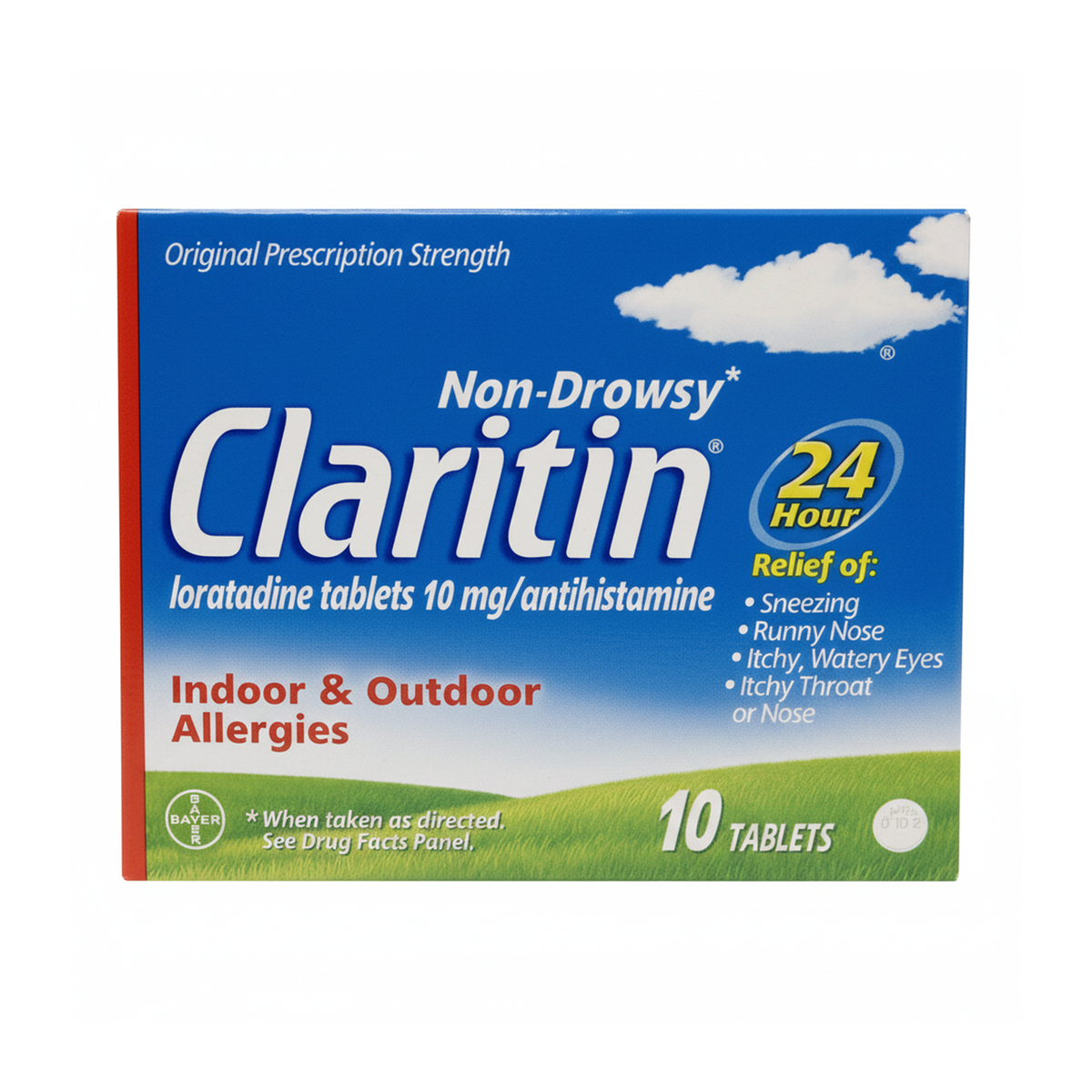 原研|Claritin® 开瑞坦® 24小时不嗜睡抗过敏片 氯雷他定 10mg 10片