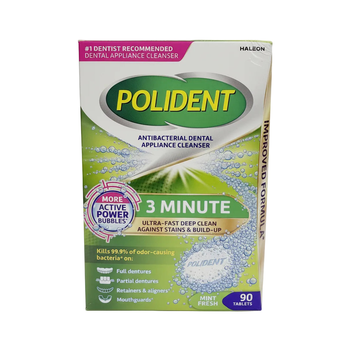 Polident 口腔器具清洁片 90片装 | 假牙隐形矫正器保持器深层清洁去菌