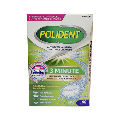 Polident 口腔器具清洁片 90片装 | 假牙隐形矫正器保持器深层清洁去菌