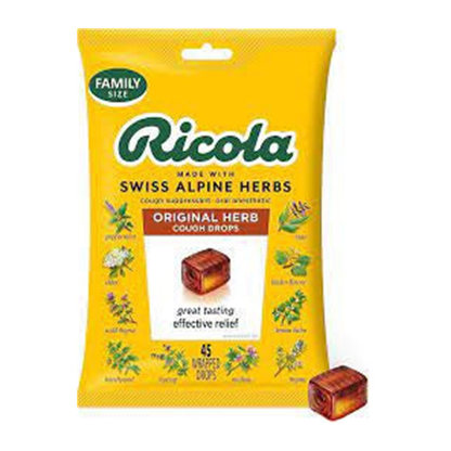 RICOLA 利口乐天然草本止咳糖 45粒 | 瑞士高山草本润喉 OTC