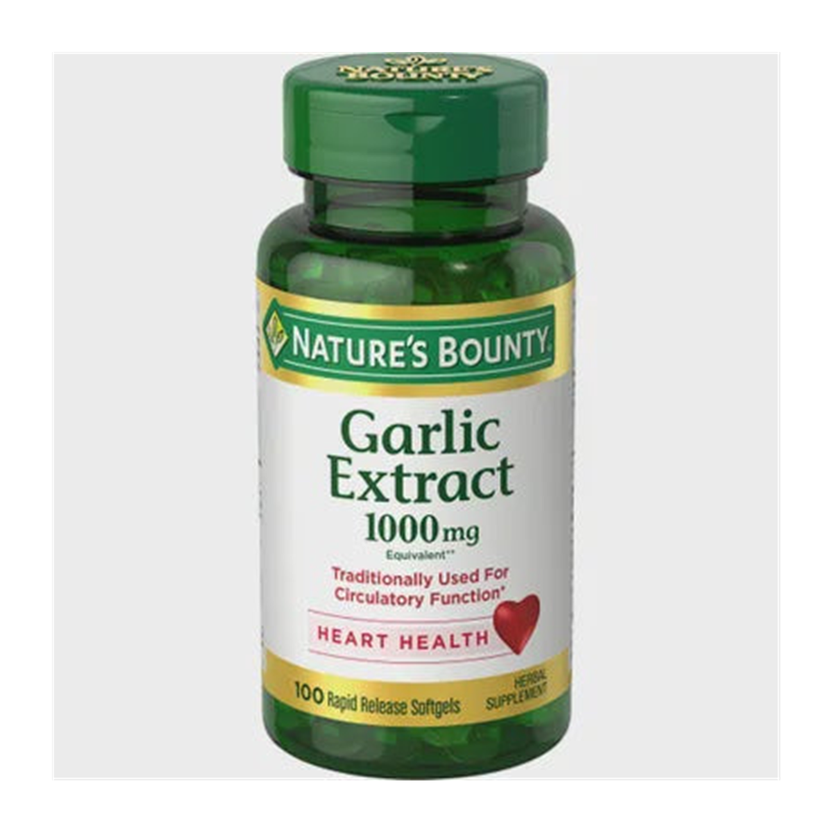 Nature's Bounty Odorless Garlic 1000mg Equivalent | 无味大蒜提取物软胶囊 | 100 Softgels