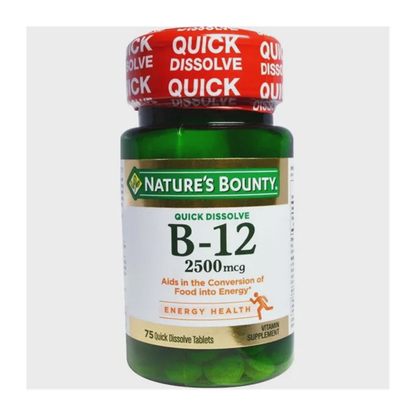 Nature's Bounty Vitamin B-12 2500mcg Quick Dissolve | 维生素B12速溶片 | 75 Tablets
