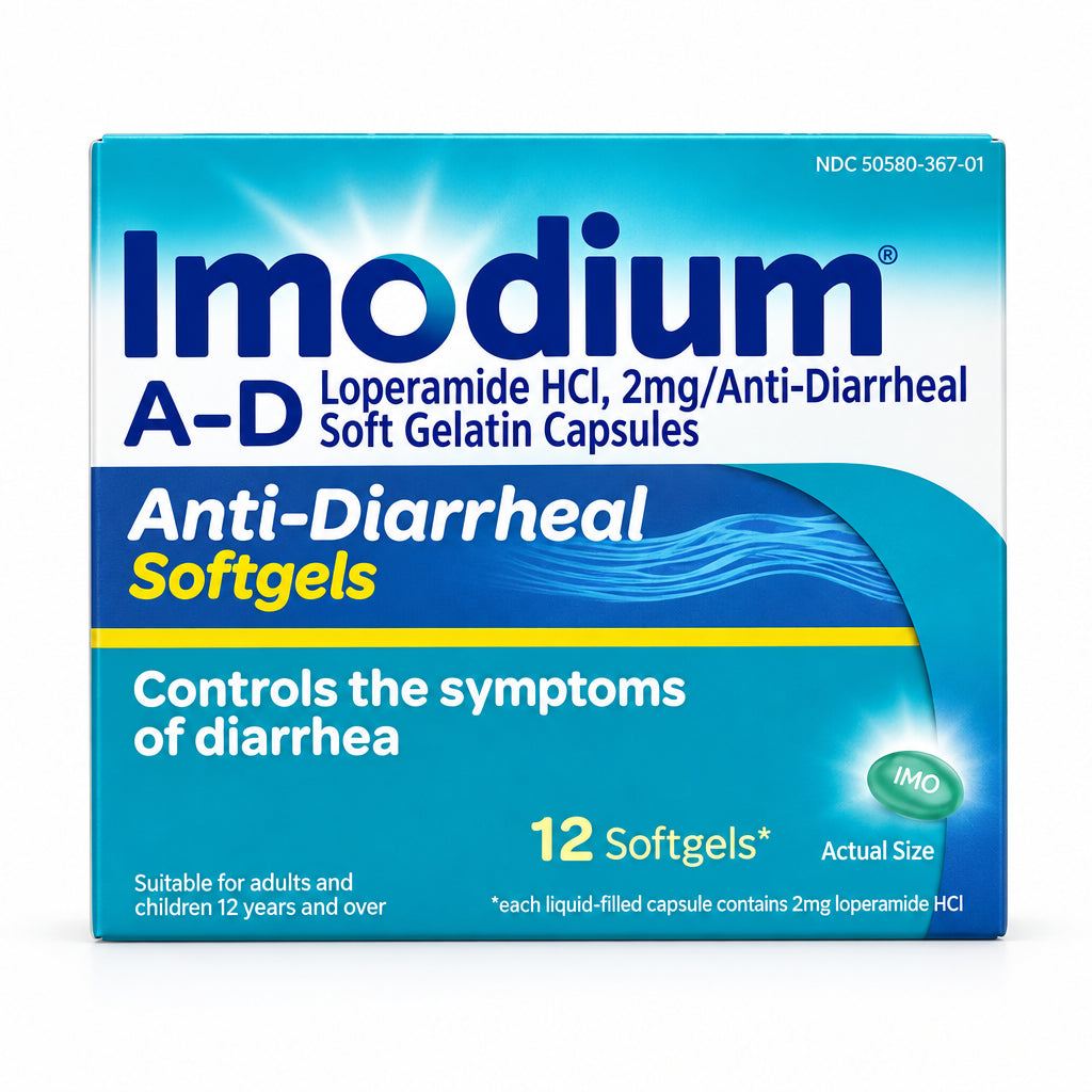 Imodium A-D Anti-Diarrheal Softgels | 易蒙停止泻软胶囊 2mg | 12 Softgels