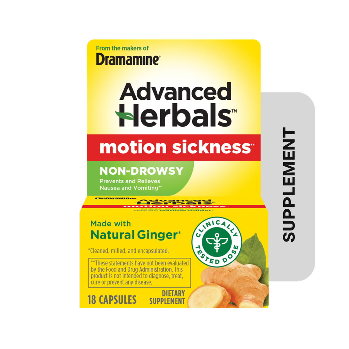 Advanced Herbals Non-Drowsy Natural Ginger 18 capsules 生姜配方18粒装