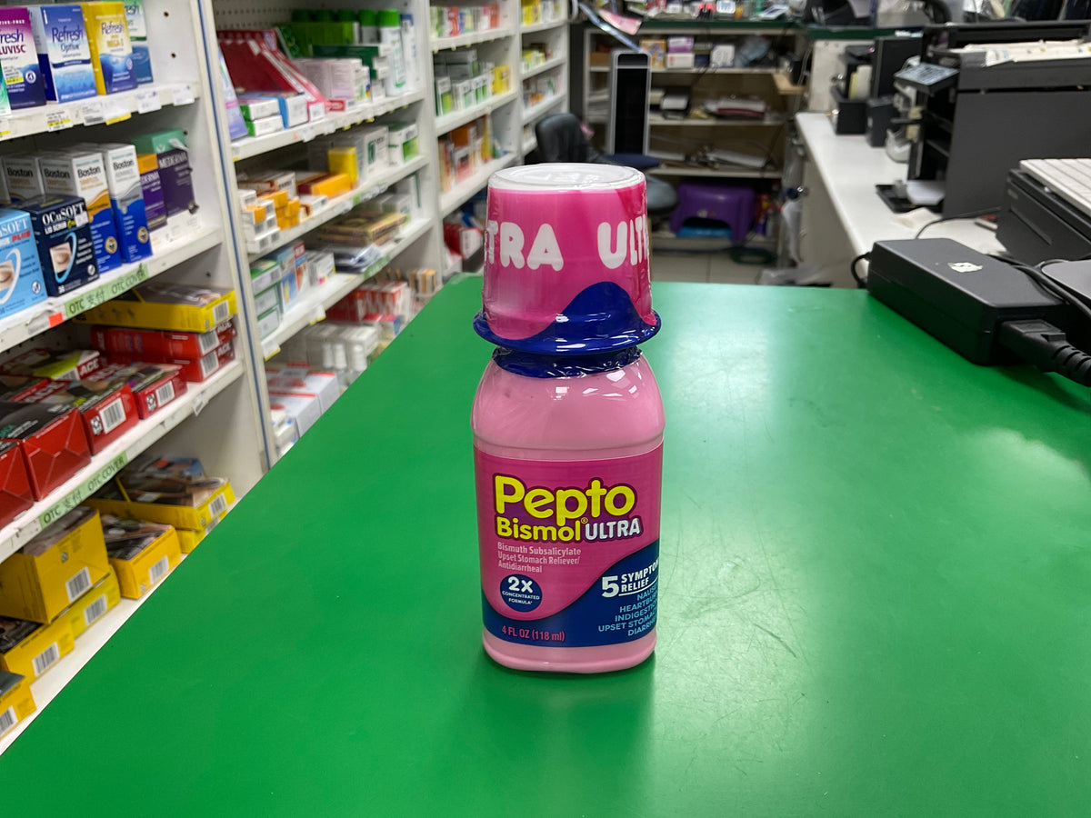 Pepto Bismol Ultra 胃肠不适缓解液 4液体盎司 | 5种症状缓解 | Pepto Bismol Ultra 5 Symptom Relief 4 fl oz