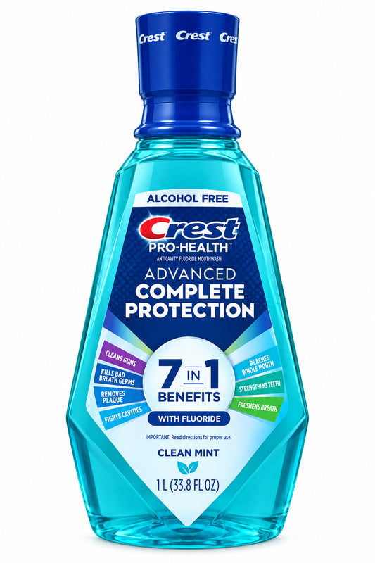 Crest 佳洁士含氟防蛀漱口水 1升 | 无酒精·清新薄荷 | Pro-Health Advanced Complete Protection 1 L