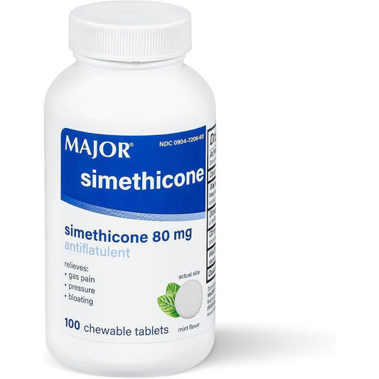 Major Simethicone 西甲硅油咀嚼片 80mg 薄荷味 100片