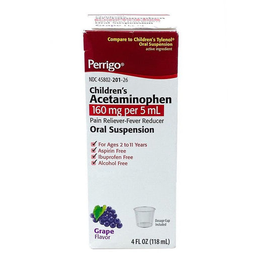 Perrigo 儿童对乙酰氨基酚口服混悬液 葡萄味 160mg/5mL 4 fl oz（118mL）