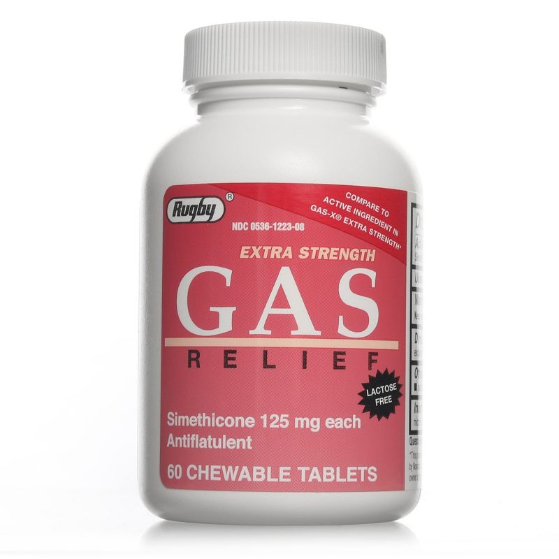 Rugby Extra Strength Gas Relief 西甲硅油咀嚼片 125mg 60片
