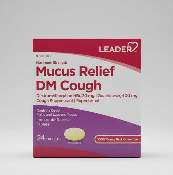 Leader Mucus Relief DM Cough (Maximum Strength) - 24 Tablets