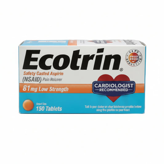 Ecotrin 阿司匹林肠溶衣片 81mg 150片 | 心脏科医生推荐 胃部友好 | Safety Coated Aspirin NSAID