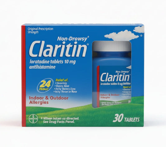 氯雷他定|Claritin 非嗜睡抗过敏片 10mg 30片 | 24小时室内外过敏缓解 | Loratadine Tablets