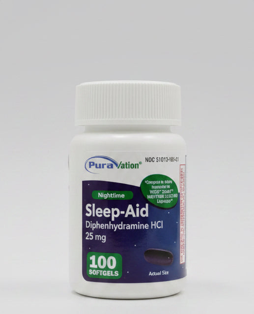 PuraVation Nighttime Sleep-Aid Diphenhydramine 25mg - 100 Softgels