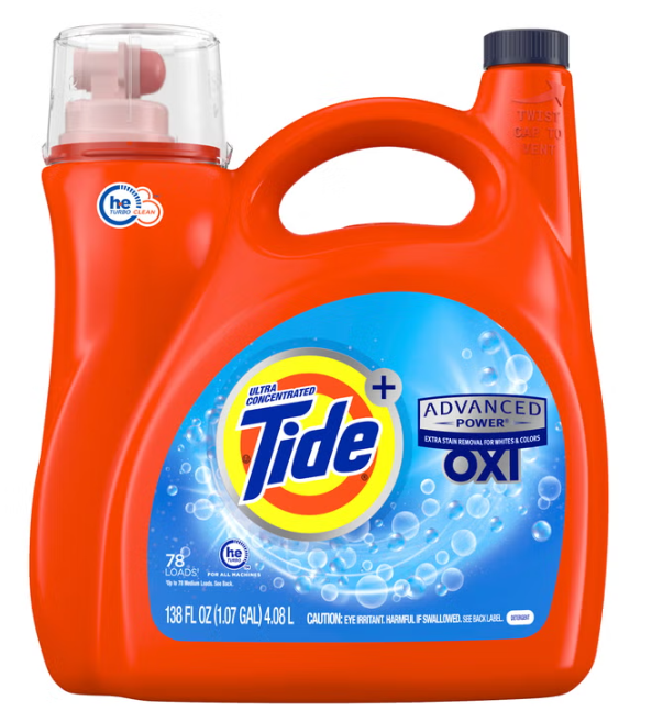 Tide Plus Advanced Power with Oxi Liquid Laundry Detergent, Original, 138 fl oz, 78 Loads