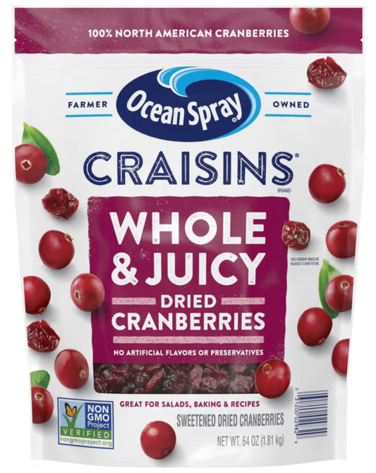 Ocean Spray Craisins Whole Dried Cranberries, 64 oz