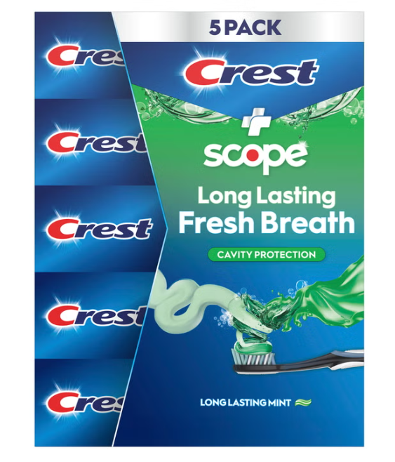 Crest Complete + Scope Advanced Active Foam Toothpaste, 8.2 oz, 5-pack