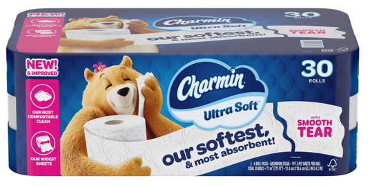 Charmin Ultra Soft 2-Ply Toilet Paper, 197 Sheets per Roll, 30 Rolls