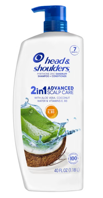 Head & Shoulders 2-in-1 Dandruff Shampoo and Conditioner Advanced Scalp Care with Aloe Vera, Coconut Water & Vitamins, 40 fl oz