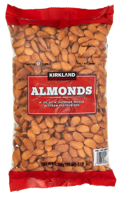 Kirkland Signature 整粒巴旦木 3磅 | 蒸汽巴氏殺菌處理 | Supreme Whole Almonds 48 oz