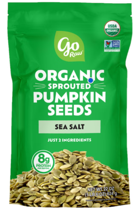 Go Raw Sprouted Organic Pumpkin Seeds with Sea Salt – 22 oz