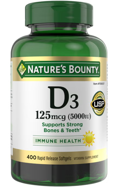 Nature's Bounty Vitamin D3 125 mcg, 400 Softgels