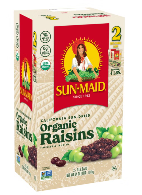 Sun-Maid Organic California Sun-Dried Raisins, 2 lb, 2-Pack