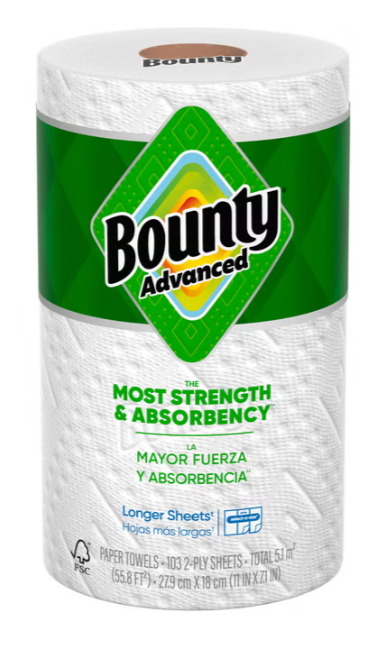 Bounty Advanced 2-Ply Paper Towels, 103 Sheets, 1 Roll