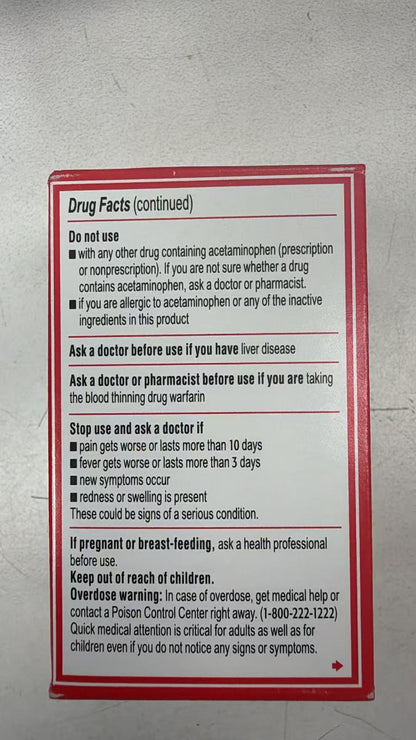 原研|泰诺TYLENOL 特强对乙酰氨基酚止痛退烧片 24粒 | 止痛退烧 500mg | Extra Strength Acetaminophen 24ct
