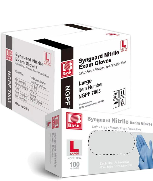BASiC Brand Nitrile Gloves (L) 100/Box