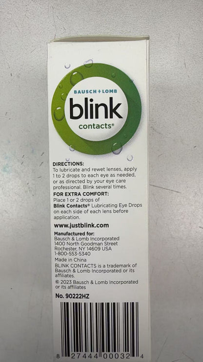 Bausch+Lomb blink contacts 隐形眼镜润眼液 10mL | 即时保湿长效舒适 | Lubricating Eye Drops 0.34oz