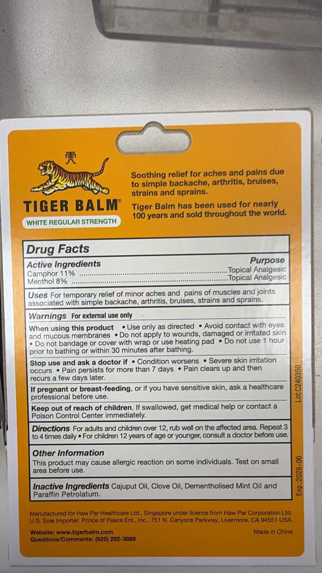 Tiger Balm White Ointment 18g | Nasal Congestion, Muscle Pain, Joint Pain, OTC Topical