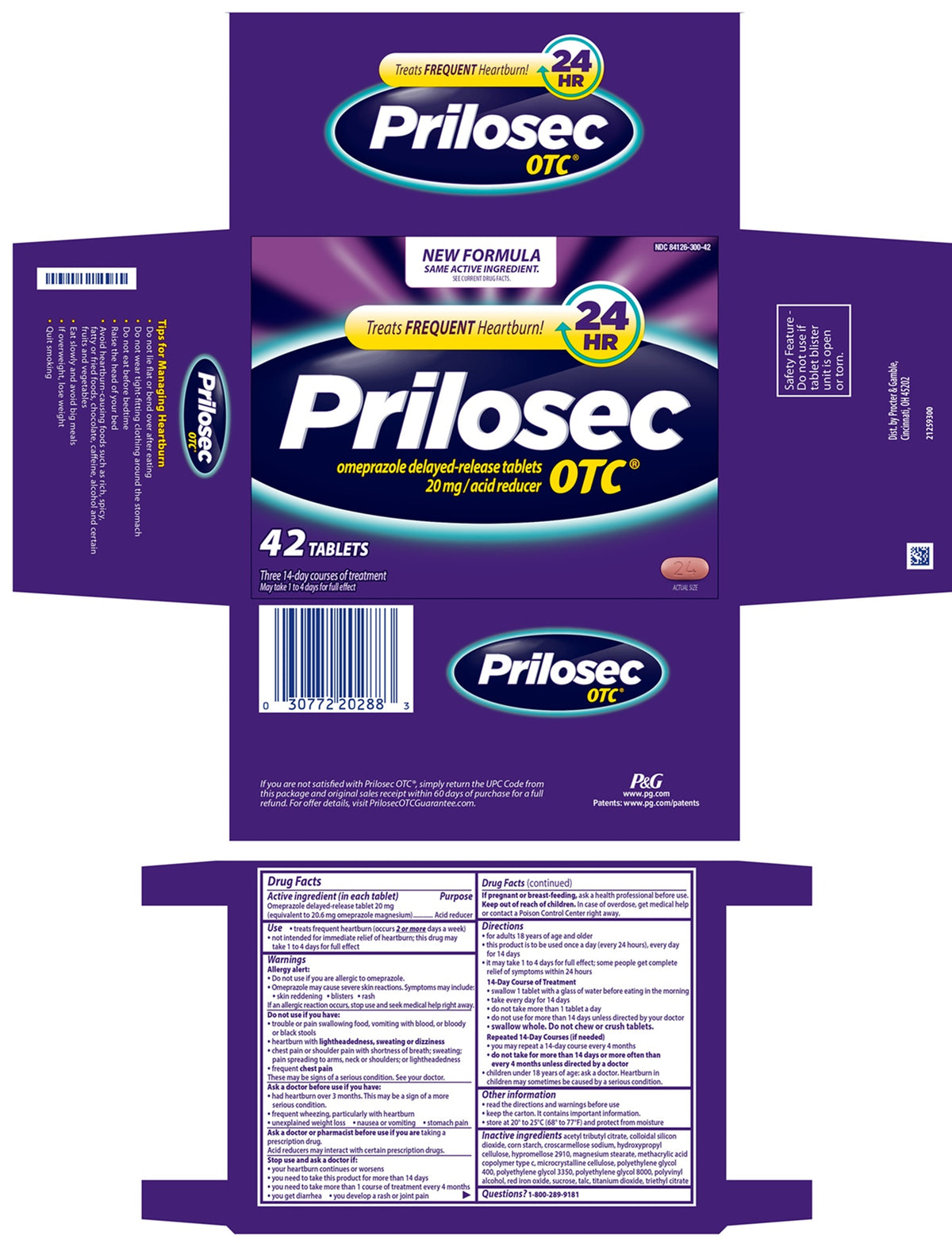 Prilosec OTC Omeprazole 20 mg, 42 Tablets